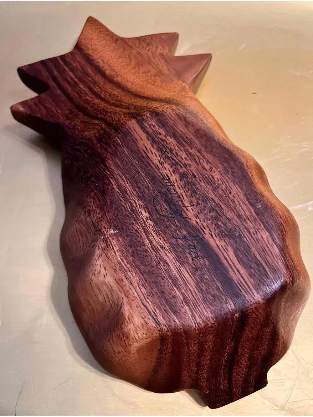 Vintage Wood Pineapple Bowl Hand Carved